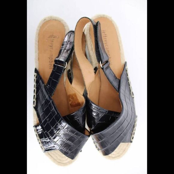 Jeffrey CampbellBlack Croc Wedge Espadrille Size 40/10. - Picture 4 of 11